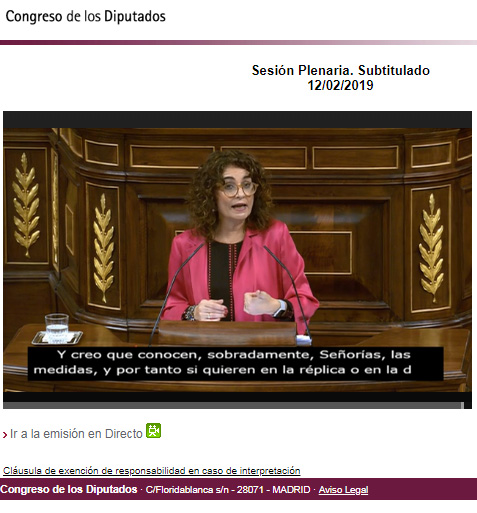 Debate de los presupuestos con subtitulado