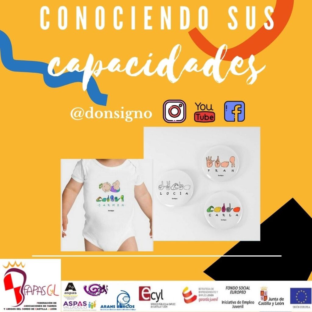 Body de bebé y chapas estampadas con frase en Lengua de Signos